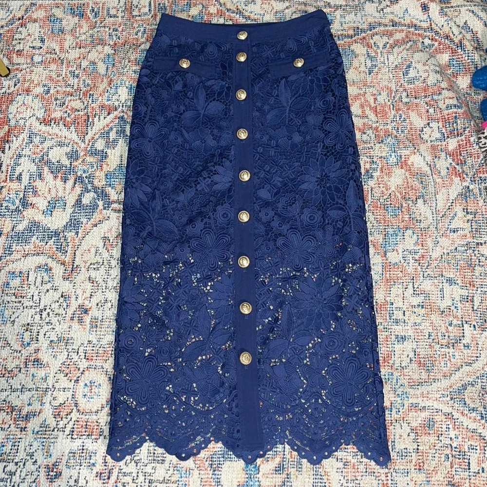 Generation Love Evetta Lace Skirt in Navy SZ 4 NWT - Picture 3 of 7